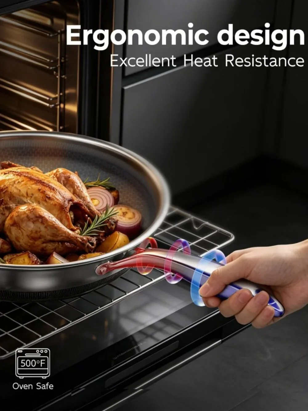 Nonstick 8-Inch Frying Pan with Lid, Honeycomb Stainless Steel Skillet, Oven